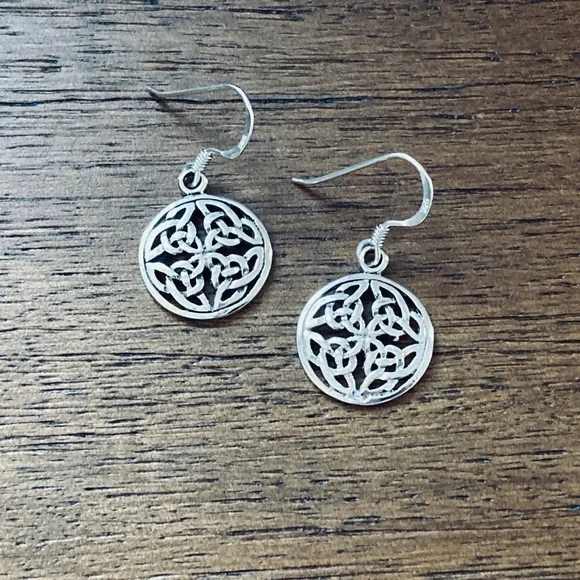 NWT 925 Sterling Silver Round Celtic Dangle Drop Earrings! Hypoallergenic! NEW! - Picture 8 of 9
